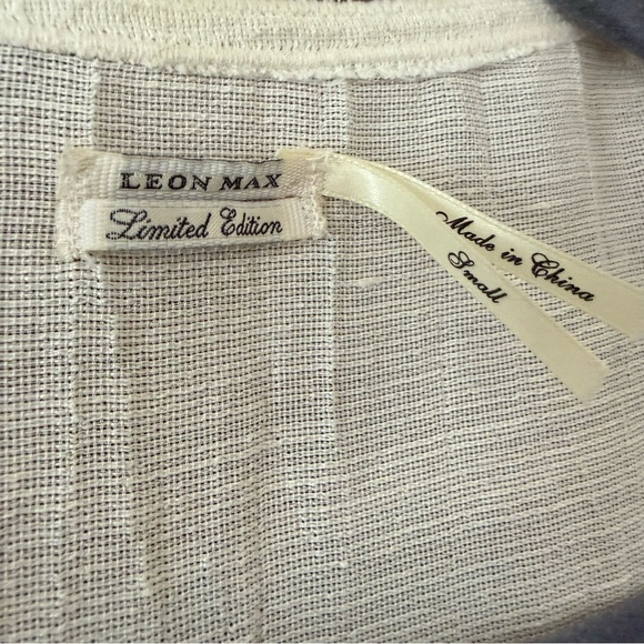 Leon Max Linen Blend Mother of Pearl Beaded Tunic Small - Picture 2 of 9